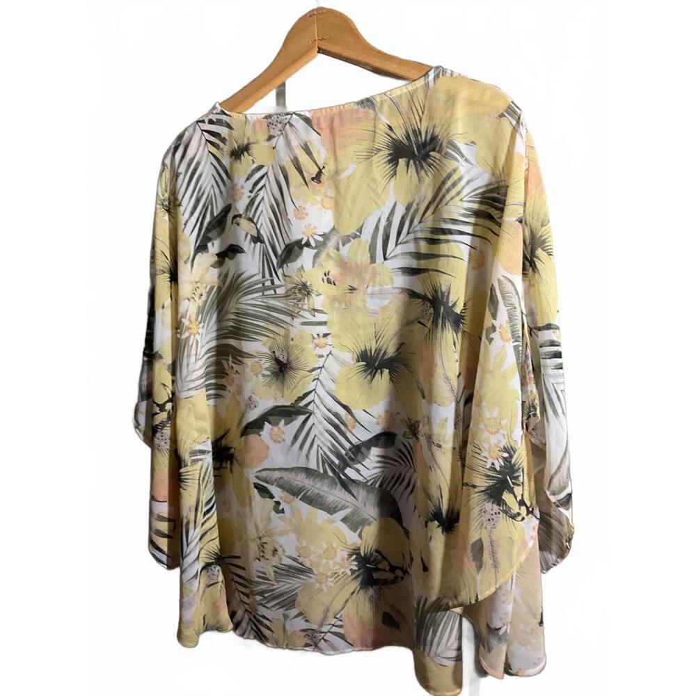 Chico's Floral Tropical Vacation Print Sheer Blouse S/M - Picture 8 of 8